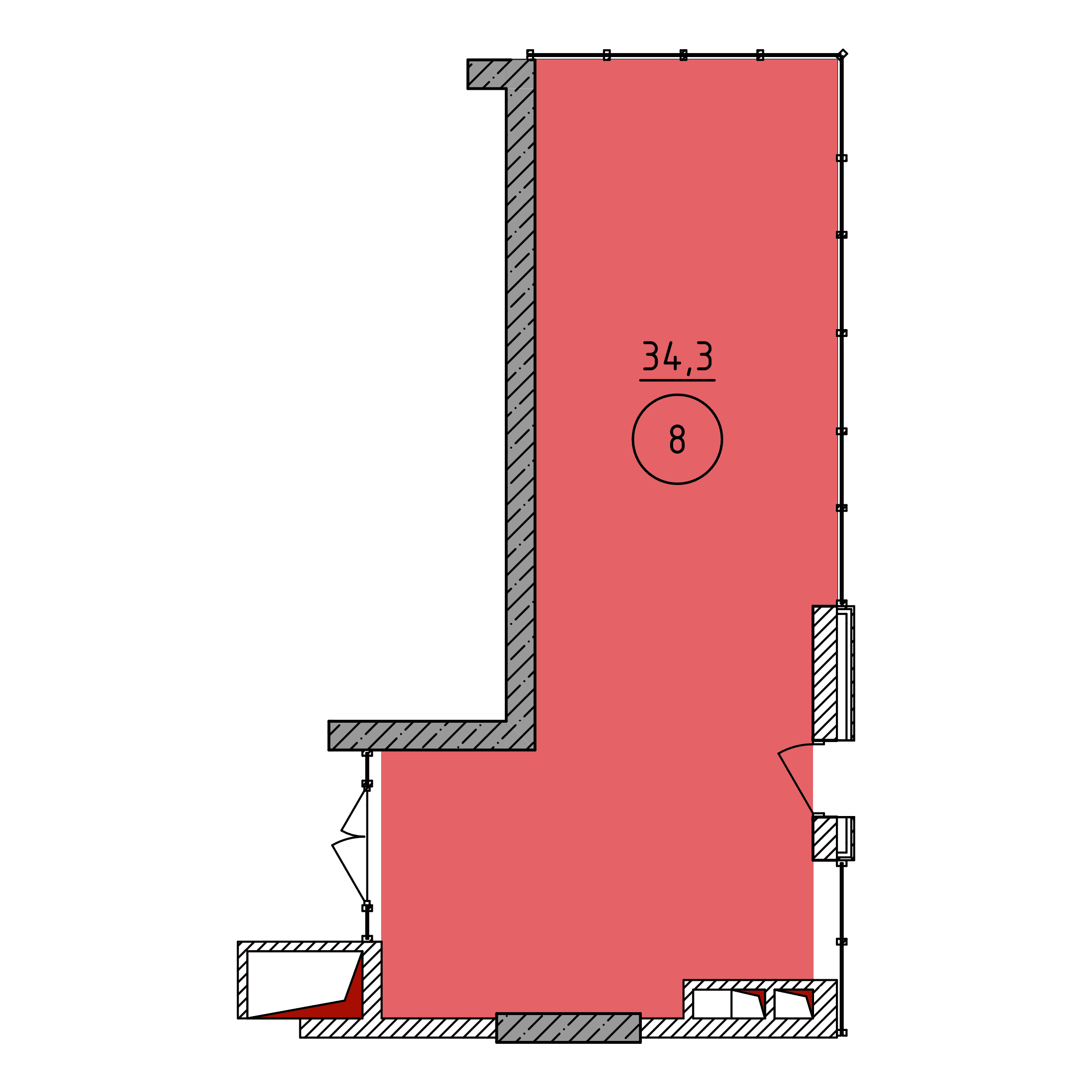 Планировка: Коммерческое помещение · 34,3 м²