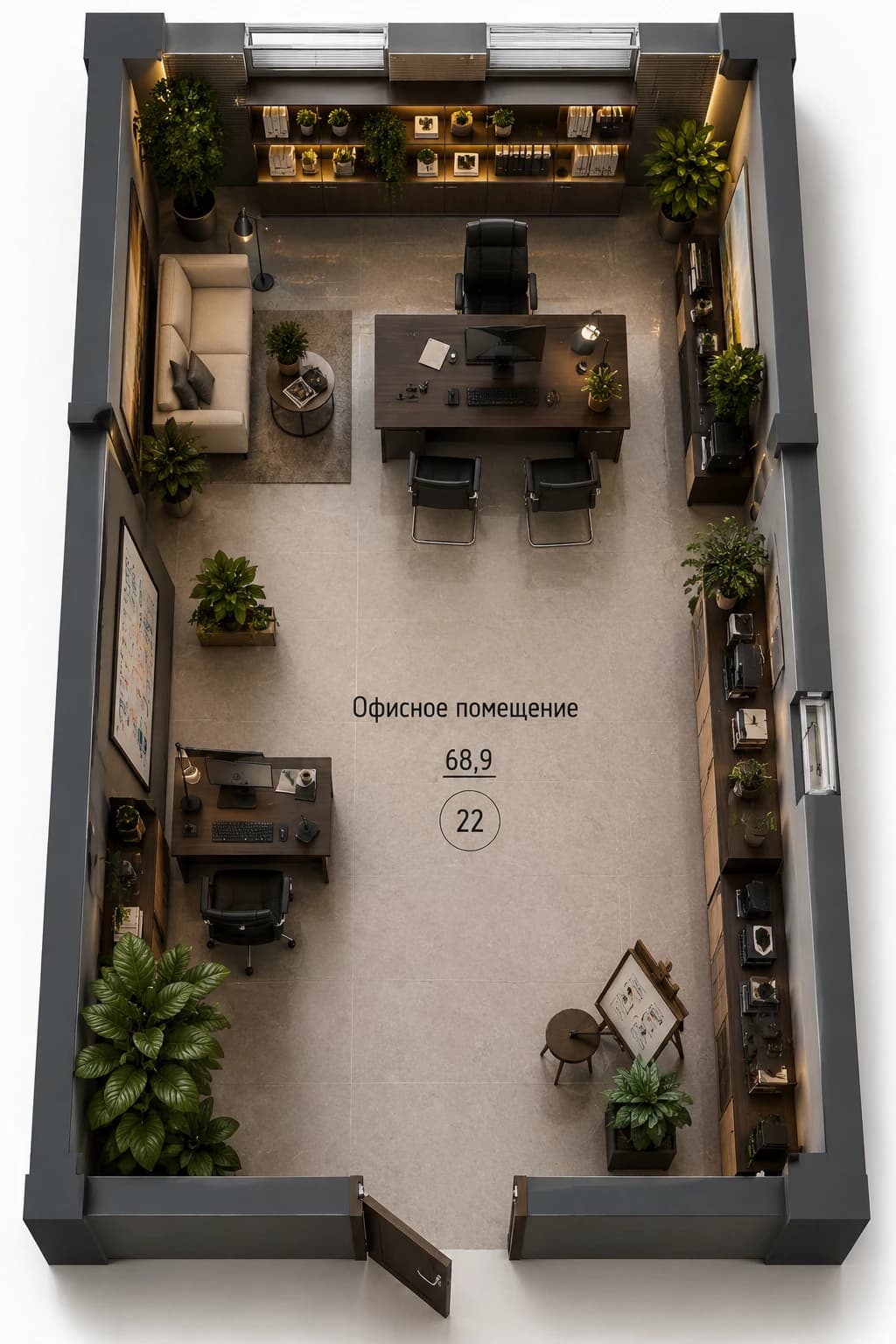 Планировка: Офис · 68,9 м²