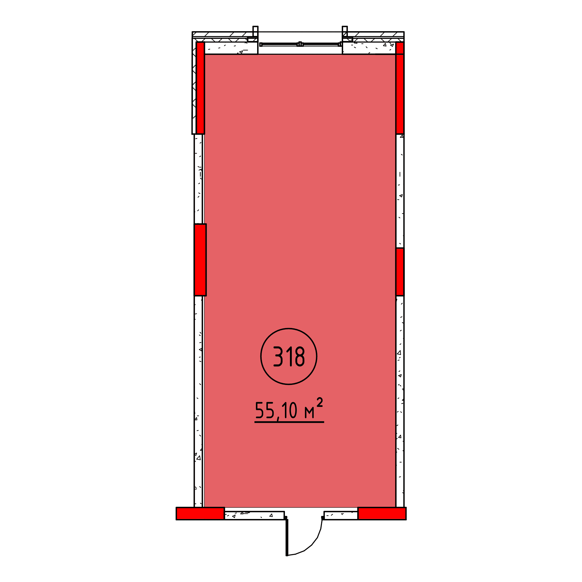 Планировка: Помещение №318 · 55,10 м²